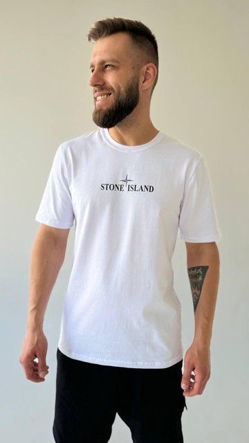 Чоловіча футболка Stone Island біла Теніска Стон Айленд Univer-000513 (коп2) фото