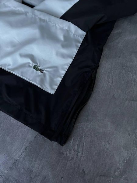 Чоловічий анорак Lacoste чорно-білий Вітровка Лакост демісезонна Моло-LS14 фото