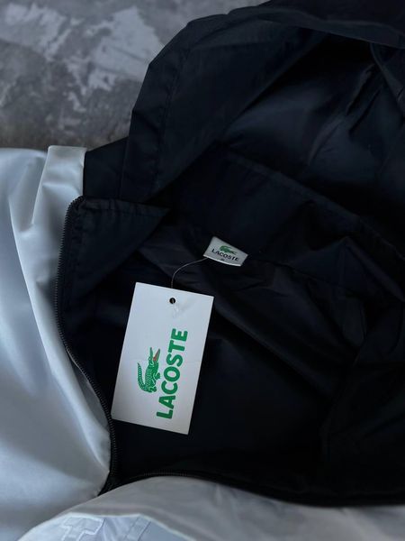 Чоловічий анорак Lacoste чорно-білий Вітровка Лакост демісезонна Моло-LS14 фото
