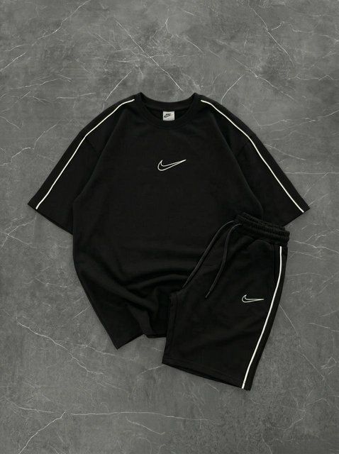 Мужской летний костюм Nike оверсайз черный Ads-654 фото