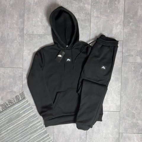 Мужской зимний спортивный костюм Nike черный Комплект Найк Худи Штаны с капюшоном Hot-38 фото