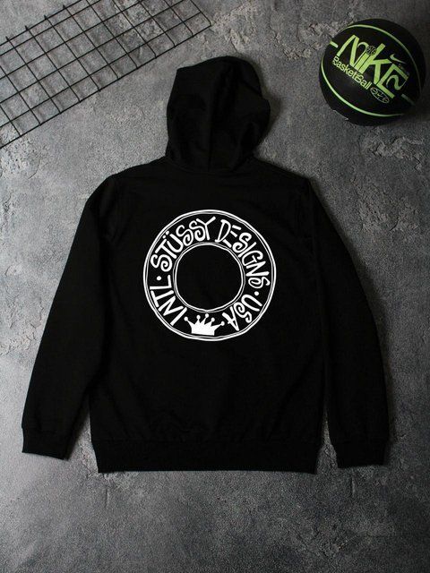 Мужское худи Stussy черное Кофта Стусси с капюшоном Ads-164 фото