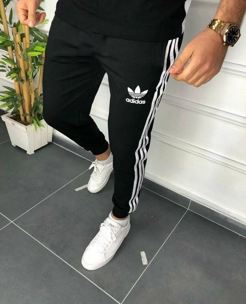 Мужские спортивные штаны Adidas черные Брюки Адидас с манжетами Мой-93/Хар 1 фото