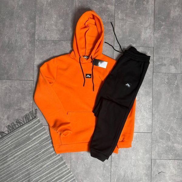 Мужской зимний спортивный костюм Nike черный Комплект Найк Худи Штаны с капюшоном Hot-38 фото