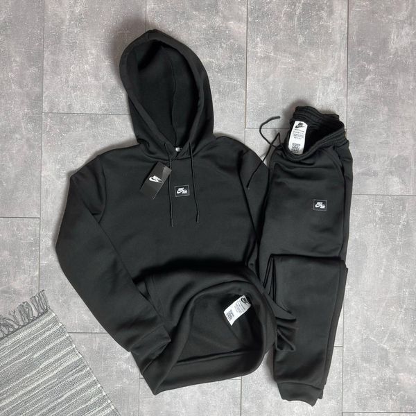 Мужской зимний спортивный костюм Nike черный Комплект Найк Худи Штаны с капюшоном Hot-38 фото