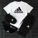 Чоловічий літній костюм Adidas Футболка Шорти Кепка Барсетка білий із сірим Ow-128 фото 2