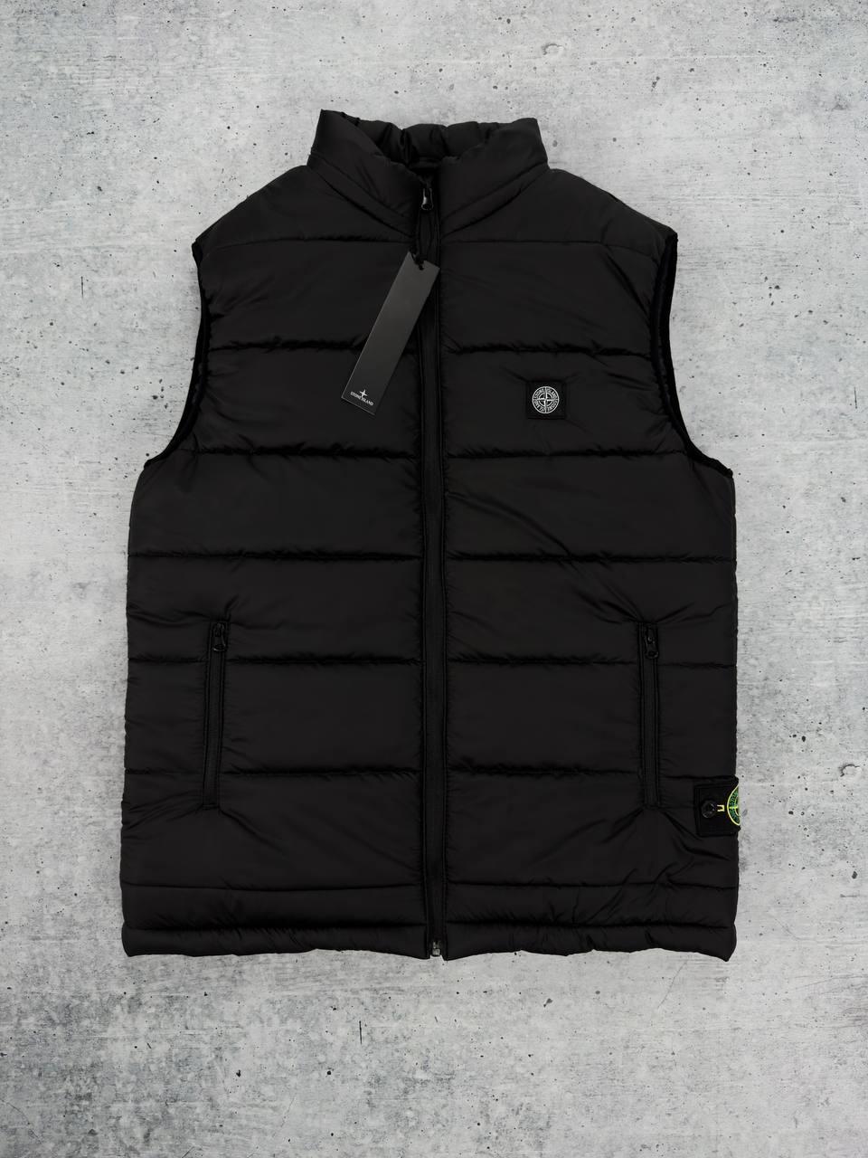 Мужская жилетка Stone Island черная Безрукавка Стон Айленд