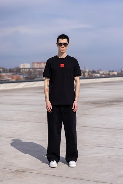 Мужская футболка Hugo Boss черная хлопковая Хьюго Босс Хар-1 (коп3) фото