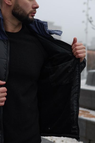 Мужская зимняя куртка Nike синяя с черным Пуховик Найк с капюшоном Intr-1592560834 фото