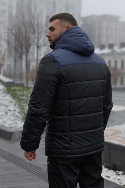 Мужская зимняя куртка Nike синяя с черным Пуховик Найк с капюшоном Intr-1592560834 фото