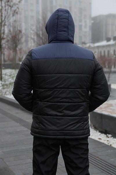 Мужская зимняя куртка Nike синяя с черным Пуховик Найк с капюшоном Intr-1592560834 фото
