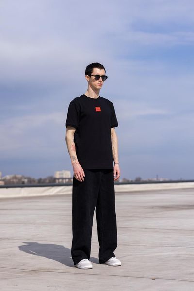 Мужская футболка Hugo Boss черная хлопковая Хьюго Босс Хар-1 (коп3) фото