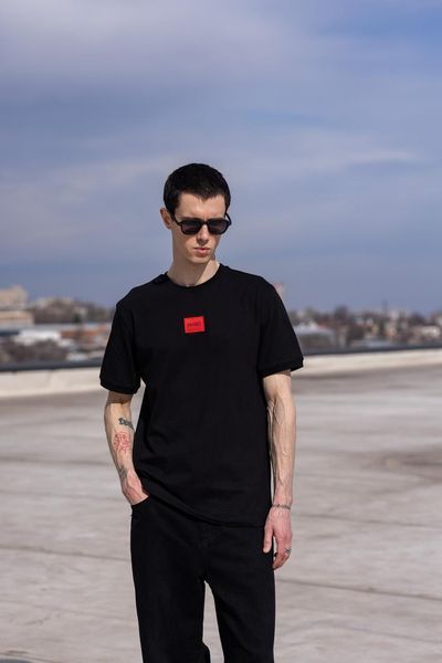 Мужская футболка Hugo Boss черная хлопковая Хьюго Босс Хар-1 (коп3) фото
