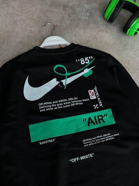 Мужской свитшот Nike черный Кофта Найк без капюшона Моло-7678 фото