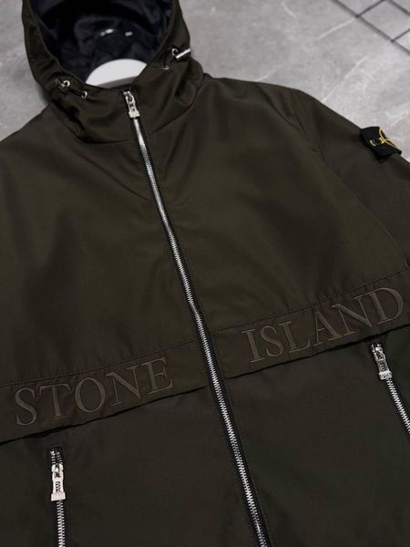 Мужская ветровка Stone Island с патчем хаки Куртка Стон Айленд из плащевки Моло-SN102 фото