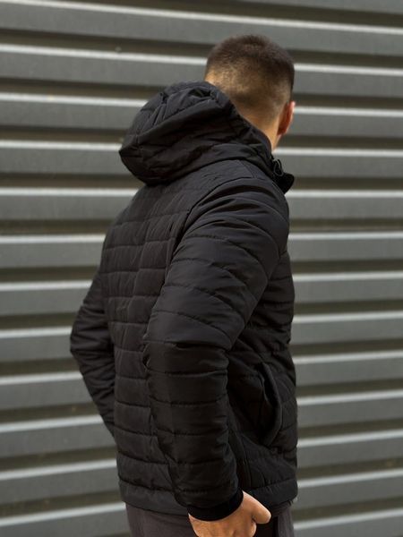 Мужская куртка The North Face черная Ветровка ТНФ с капюшоном утепленная Rap-RD359 фото