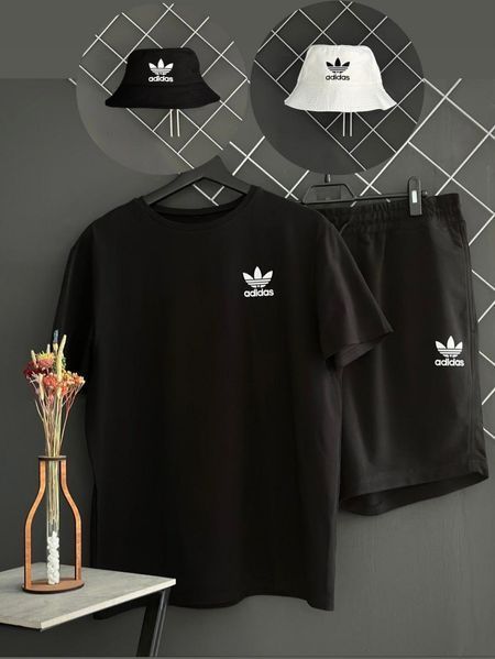 Чоловічий літній костюм Adidas Футболка Шорти комплект Адідас чорний Rap-RD180/RD212 фото