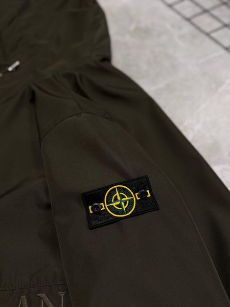 Мужская ветровка Stone Island с патчем хаки Куртка Стон Айленд из плащевки Моло-SN102 фото