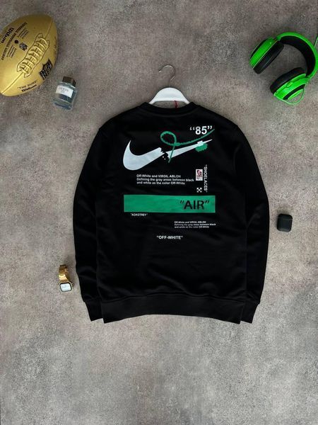 Мужской свитшот Nike черный Кофта Найк без капюшона Моло-7678 фото