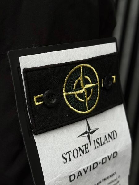 Мужская зимняя куртка Stone Island черная Пуховик Стон Айленд с капюшоном Хар-305 фото