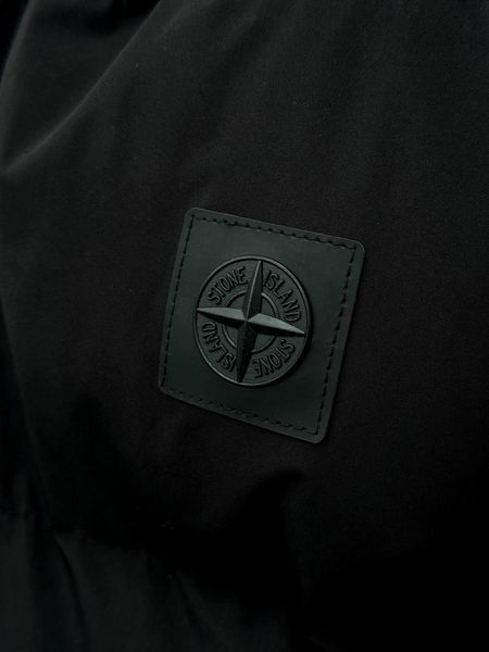 Мужская зимняя куртка Stone Island черная Пуховик Стон Айленд с капюшоном Хар-305 фото
