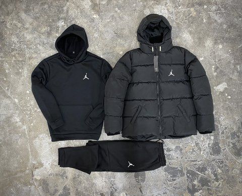 Мужской зимний спортивный костюм Jordan 3в1 черный Комплект Джорда Костюм Куртка Rap-RD025/RD027/RD281 фото