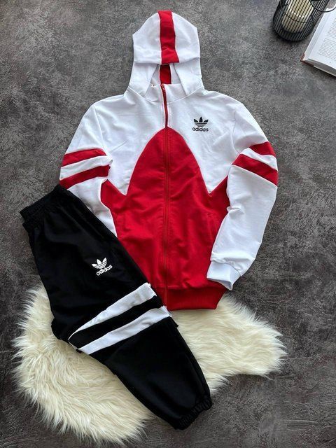 Мужской спортивный костюм Adidas красный с черным Комплект Адидас Олимпийка Штаны univer-114 фото