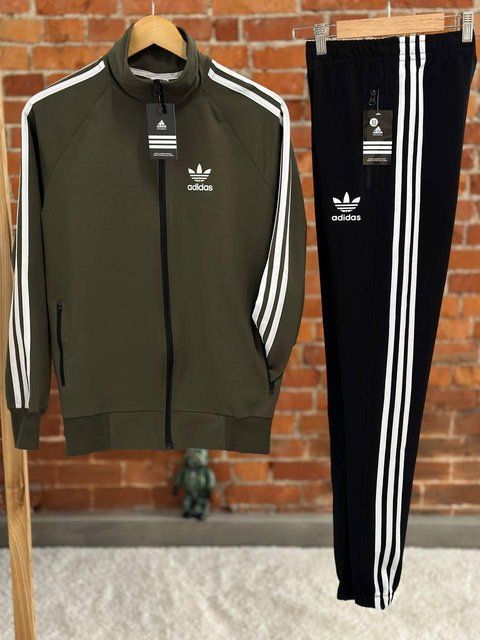 Мужской спортивный костюм Adidas хаки Комплект Адидас Олимпийка без капюшона Штаны Хар-258 фото