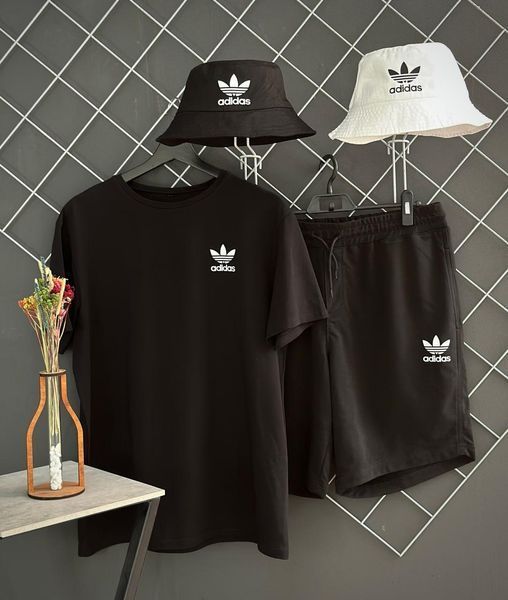Чоловічий літній костюм Adidas Футболка Шорти комплект Адідас чорний Rap-RD180/RD212 фото
