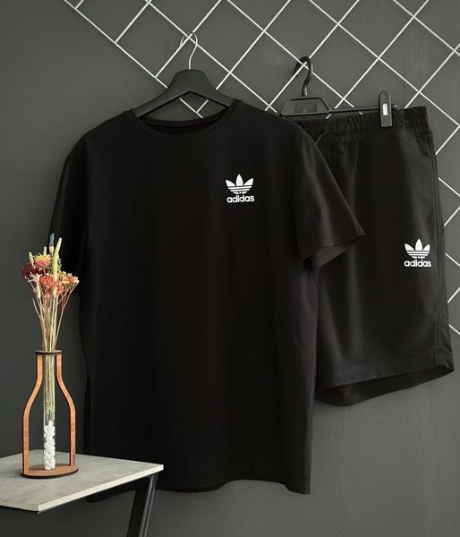 Чоловічий літній костюм Adidas Футболка Шорти комплект Адідас чорний Rap-RD180/RD212 фото