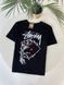Мужская футболка Stussy черная хлопковая Тенниска Стусси Гла-108 фото 1