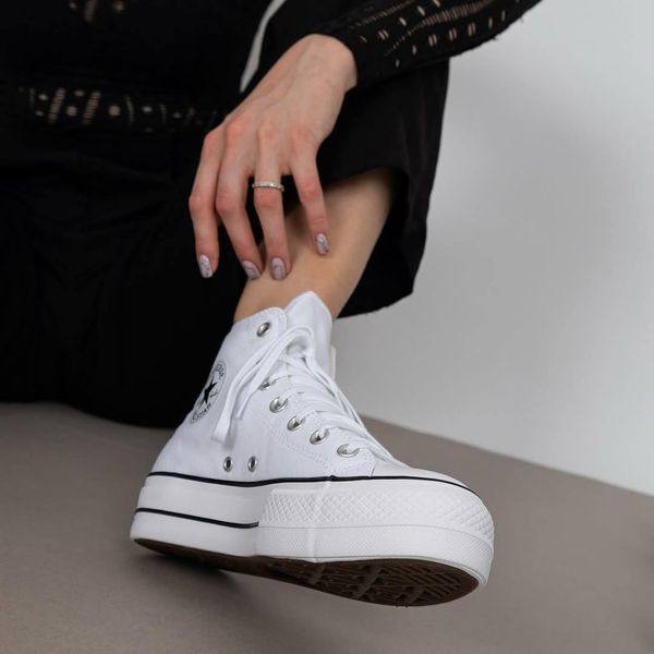 Жіночі кеди Converse All Star високі білі на платформі Кросівки Конверси текстиль Arm-Wh_KN_34 фото