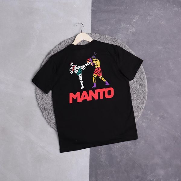 Мужская футболка Manto черная хлопковая Тенниска Манто с принтом Ads-349 фото