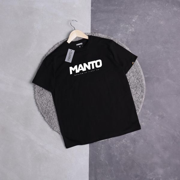 Мужская футболка Manto черная хлопковая Тенниска Манто с принтом Ads-349 фото