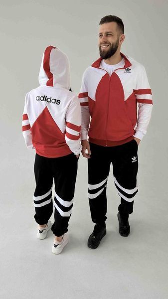 Мужской спортивный костюм Adidas красный с черным Комплект Адидас Олимпийка Штаны univer-114 фото