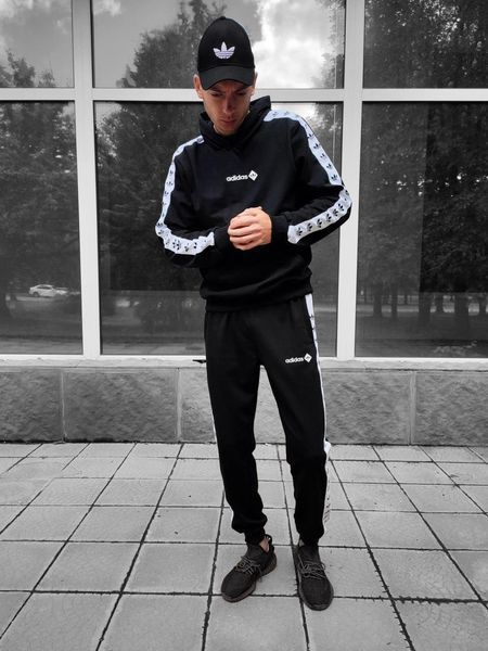 Чоловічий спортивний костюм Adidas із лампасами чорний Комплект Адідас Худі Штани Will-50 фото