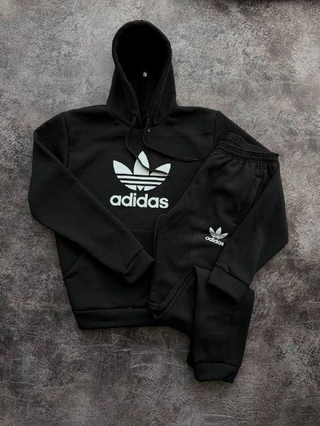 Чоловічий зимовий спортивний костюм Adidas чорний Комплект Адідас Худі Штани Pav-39 фото