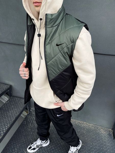 Чоловічий спортивний костюм Nike з плащової тканини хакі Комплект Найк Жилетка Штани Барсетка Intr-1620133371 фото