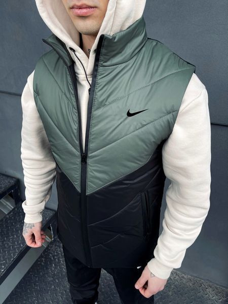 Чоловічий спортивний костюм Nike з плащової тканини хакі Комплект Найк Жилетка Штани Барсетка Intr-1620133371 фото