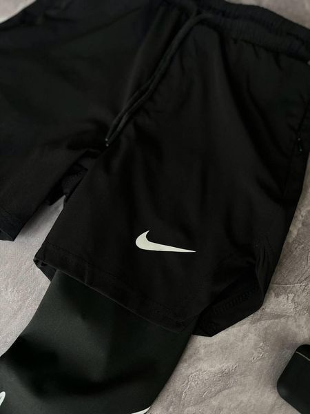 Мужские спортивные шорты Nike черные с лосинами для тренировок Найк Моло-GH407 фото