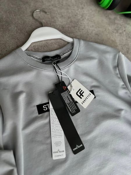 Мужской свитшот Stone Island серый Кофта Стон Айленд без капюшона Моло-63-6 фото
