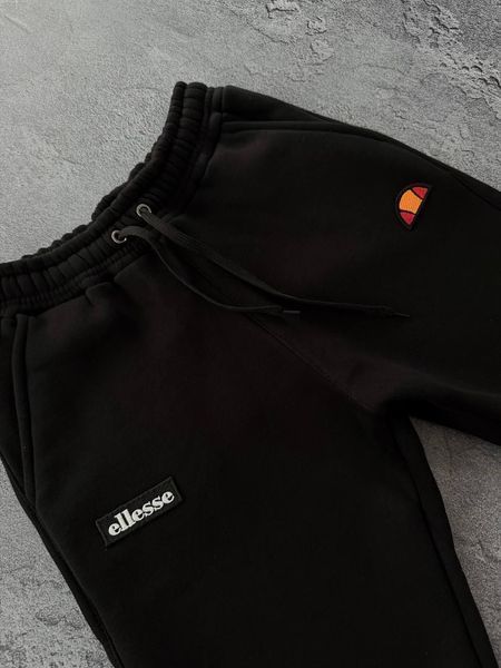 Мужской зимний спортивный костюм Ellesse без капюшона черный с черным Комплект Элис Свитшот Штаны Хар-307 фото