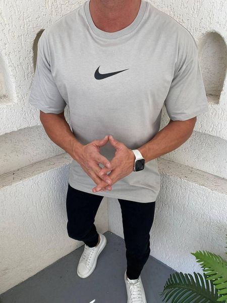 Чоловіча оверсайз футболка Nike Off-White сіра з зеленим Теніска Найк Офф-Вайт Моло-4053 фото