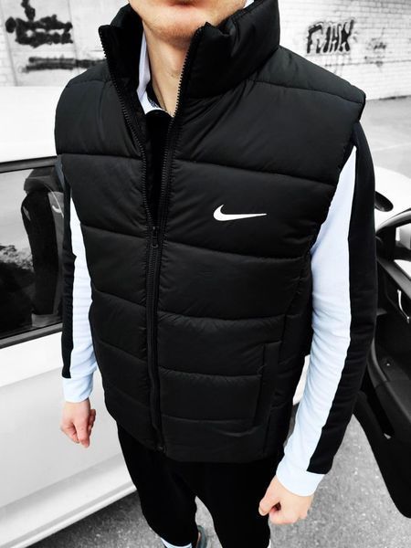 Мужская жилетка Nike черная без капюшона Безрукавка Найк из плащевки Мой-15 фото