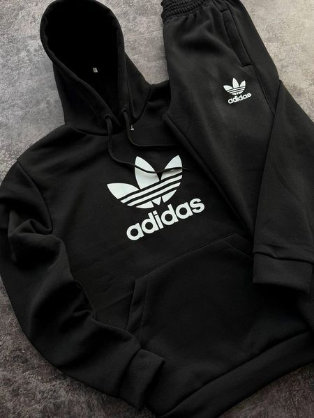 Чоловічий зимовий спортивний костюм Adidas чорний Комплект Адідас Худі Штани Pav-39 фото