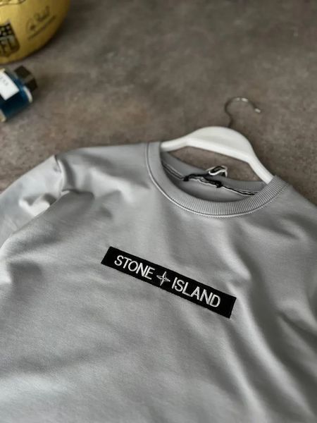 Мужской свитшот Stone Island серый Кофта Стон Айленд без капюшона Моло-63-6 фото