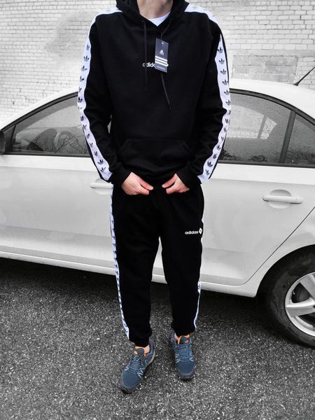 Чоловічий спортивний костюм Adidas із лампасами чорний Комплект Адідас Худі Штани Will-50 фото