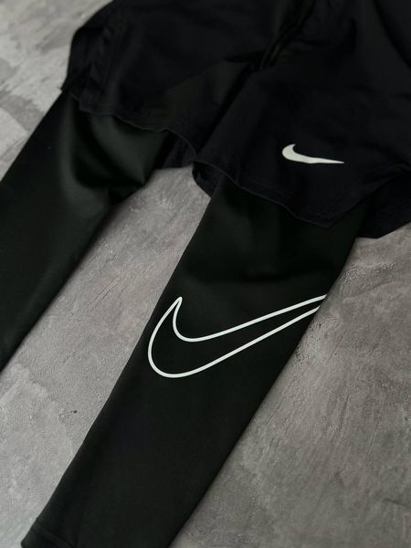 Мужские спортивные шорты Nike черные с лосинами для тренировок Найк Моло-GH407 фото