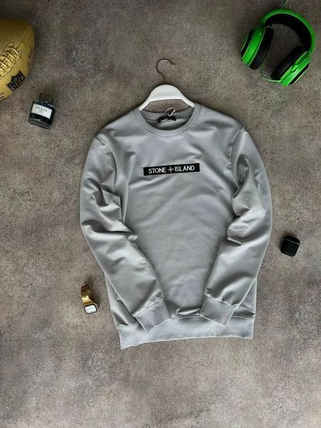 Мужской свитшот Stone Island серый Кофта Стон Айленд без капюшона Моло-63-6 фото