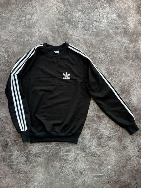 Чоловічий світшот Adidas з лампасами чорний Кофта Адідас без капюшона Pav-56 2 фото